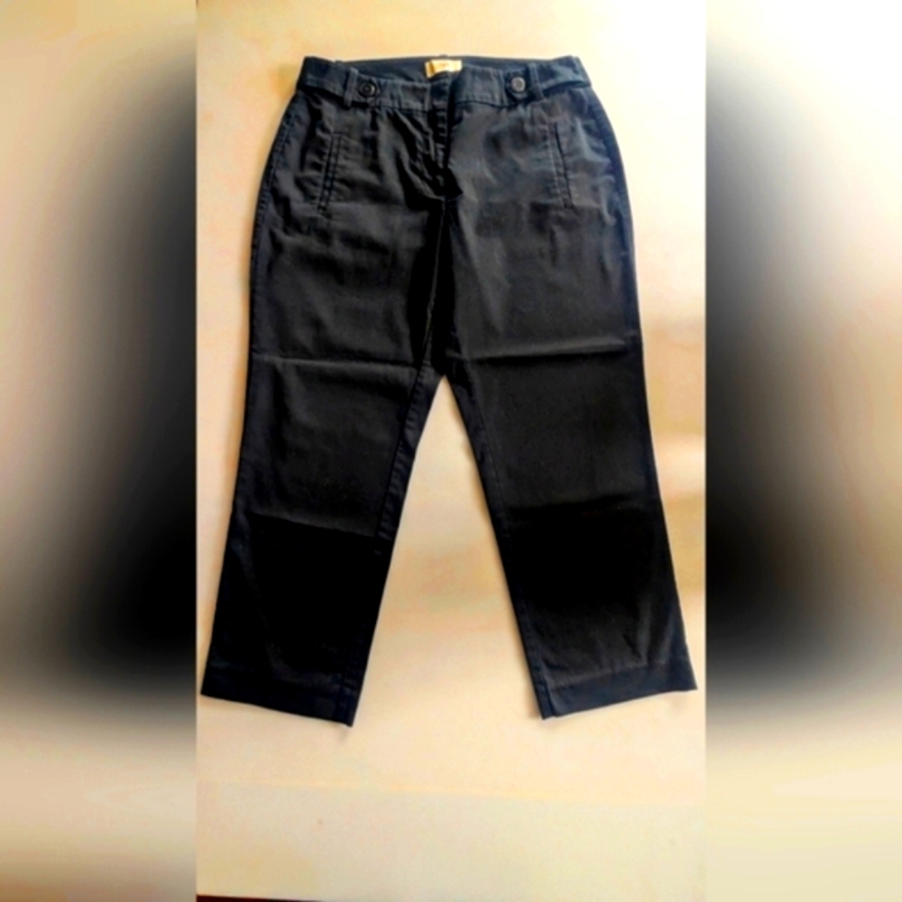 Ann Taylor LOFT Women's Size 4 Cotton Blend Black Wide Legged Curvy Capri Pants